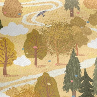 Hand Drawn Summer Forest Jersey Backed Fleece