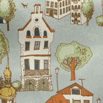 Hand Drawn Beautiful Town Jersey Backed Fleece