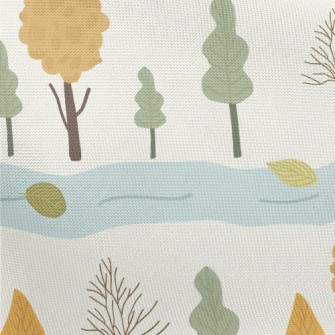 Autumn Forest And River Pongee