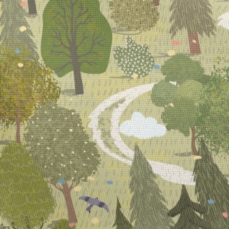 Hand Drawn Beautiful Forest Pongee