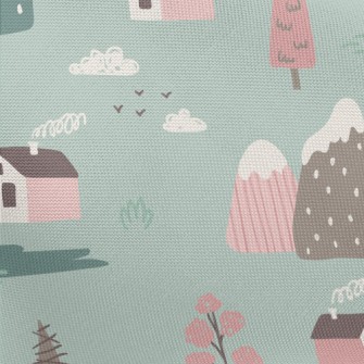 Hand Drawn Country Cottage Pongee