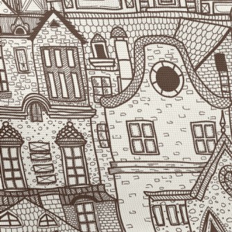 Hand Drawn Village Buildings Pongee