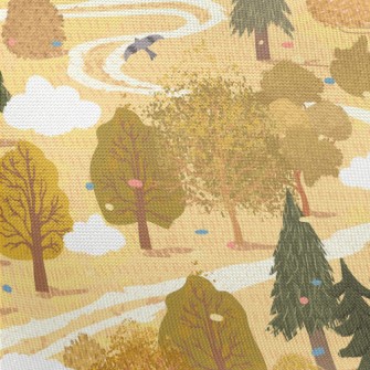 Hand Drawn Summer Forest Pongee