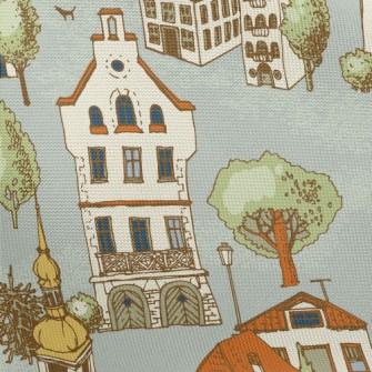 Hand Drawn Beautiful Town Pongee
