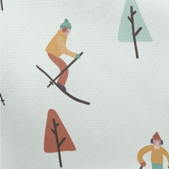 Hand Drawn Winter Skiing Pongee
