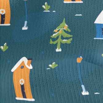 Winter Christmas Cottage Stretch Jersey