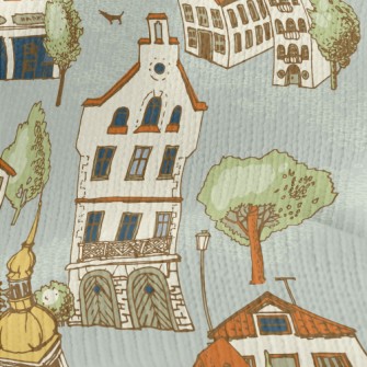 Hand Drawn Beautiful Town Stretch Jersey