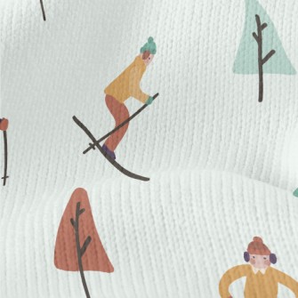 Hand Drawn Winter Skiing Stretch Jersey