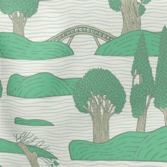 Green Trees Island Lightweight Cotton Poplin