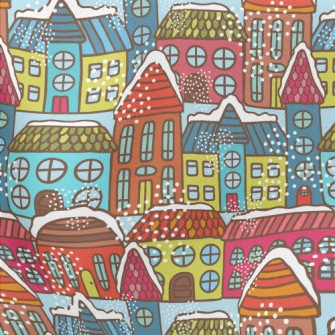 Colorful House Lightweight Cotton Poplin