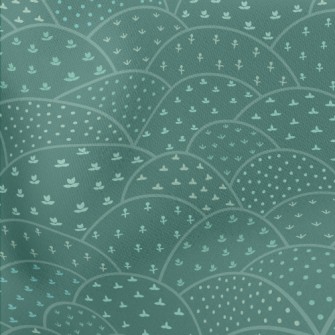 Hand Drawn Hills And Flowers Lightweight Cotton Poplin