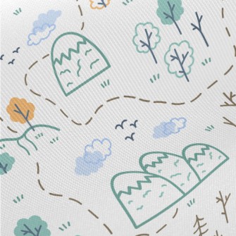 Hills And Trees Graffiti Midweight Cotton Poplin