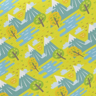 Cute Cartoon Mountains Midweight Cotton Poplin