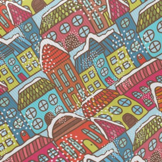 Colorful House Midweight Cotton Poplin