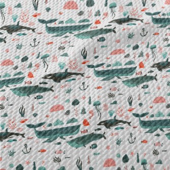 Hand Drawn Beautiful Ocean Birdseye Piqué