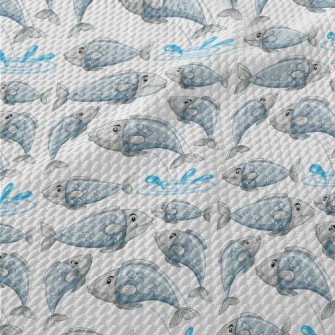 Cartoon Lively Fish Birdseye Piqué