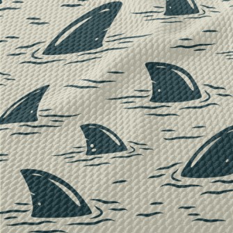 Cartoon Shark Fin Birdseye Piqué
