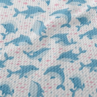 Happy Cute Dolphin Birdseye Piqué