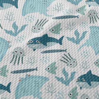 Big Eyed Underwater Animals Birdseye Piqué