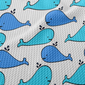 Hand Drawn Spouting Whale Birdseye Piqué