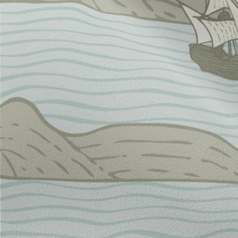 Hand Drawn Sailboat And Island Chiffon