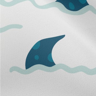 Hand Drawn Blue Shark Fin Chiffon