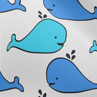 Hand Drawn Spouting Whale Chiffon