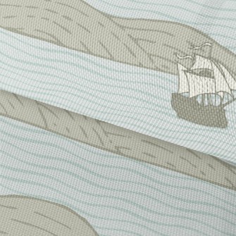 Hand Drawn Sailboat And Island Waterproof Oxford