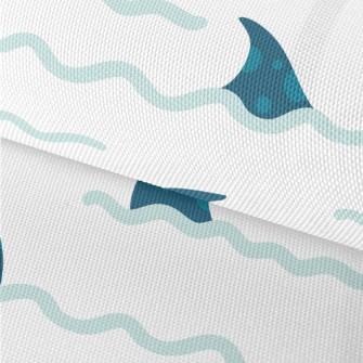 Hand Drawn Blue Shark Fin Waterproof Oxford