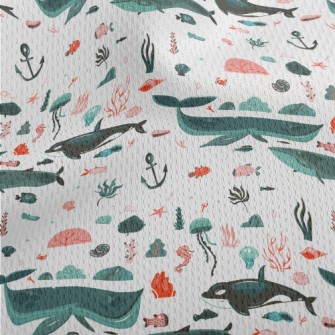 Hand Drawn Beautiful Ocean Athletic Mesh Flat Back