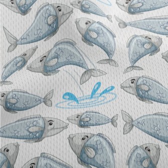Cartoon Lively Fish Athletic Mesh Flat Back