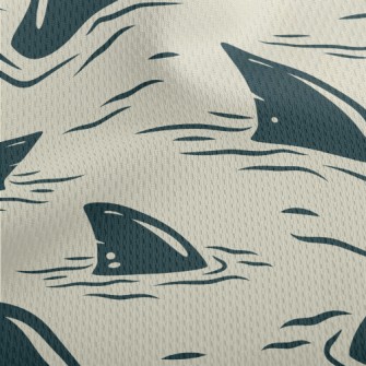 Cartoon Shark Fin Athletic Mesh Flat Back