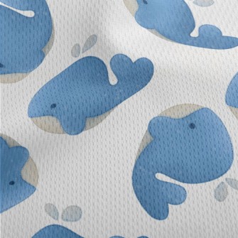 Cute Watercolor Whale Athletic Mesh Flat Back