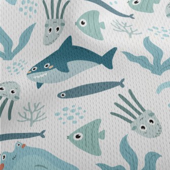 Big Eyed Underwater Animals Athletic Mesh Flat Back