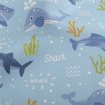 Cartoon Whale And Shark Athletic Mesh Flat Back