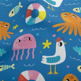 Summer Seagulls And Ocean Athletic Mesh Flat Back