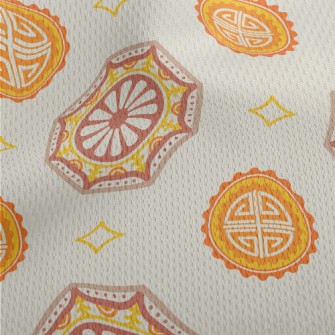 Traditional Asian Pattern Athletic Mesh Flat Back