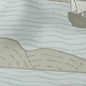 Hand Drawn Sailboat And Island Terry