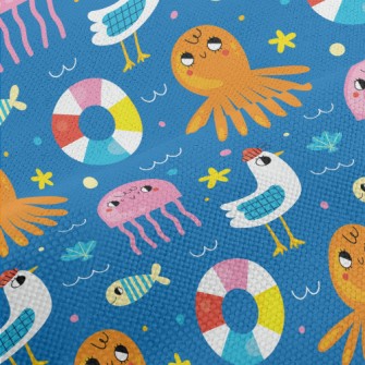 Summer Seagulls And Ocean Performance Linen
