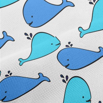 Hand Drawn Spouting Whale Performance Linen