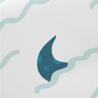 Hand Drawn Blue Shark Fin Twill