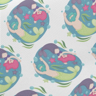 Hand Drawn Happy Mermaid Twill