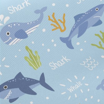 Cartoon Whale And Shark Twill