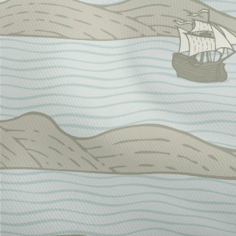 Hand Drawn Sailboat And Island Dobby