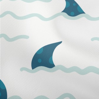 Hand Drawn Blue Shark Fin Dobby