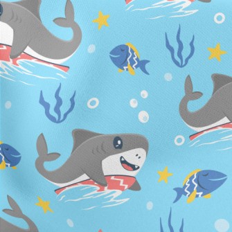 Cute Surfing Shark Stretch Ponte