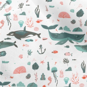 Hand Drawn Beautiful Ocean Micro Fleece