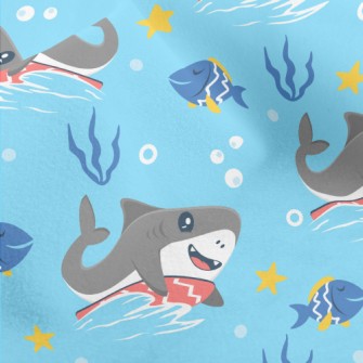 Cute Surfing Shark Micro Fleece
