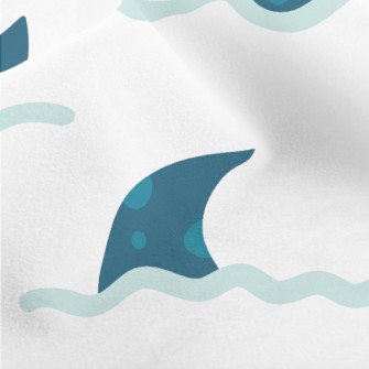 Hand Drawn Blue Shark Fin Micro Fleece