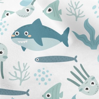 Big Eyed Underwater Animals Micro Fleece
